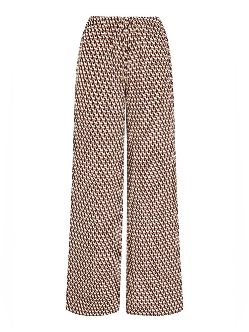 Monday Swimwear Brown Wide-Leg Knit Pants with Neutral Houndstooth